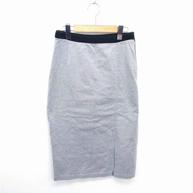 【中古】イエナ IENA タイト スカート ミモレ丈 ロング サイドジップ 綿 コットン 38 グレー /TT16 レディース 【ベクトル 古着】 220312