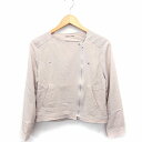 【中古】ミスティウーマン mysty woman ノーカラー ジャケット アウター 長袖 無地 F ピンクベージュ /FT29 レディース 【ベクトル 古着】 220325