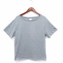 【中古】チャンピオン CHAMPION Tシャツ カットソー 半袖 ボートネック ロゴマーク コットン 綿 M グレー /FT18 レディース 【ベクトル 古着】 220325