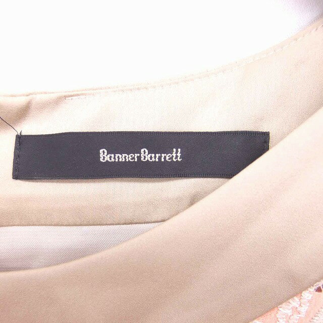 【中古】バナーバレット Banner Barrett ワンピース ひざ丈 ボーダー レース プルオーバー ノースリーブ 36 ピンク ベージュ 薄茶 /TT36 レディース 【ベクトル 古着】 220421