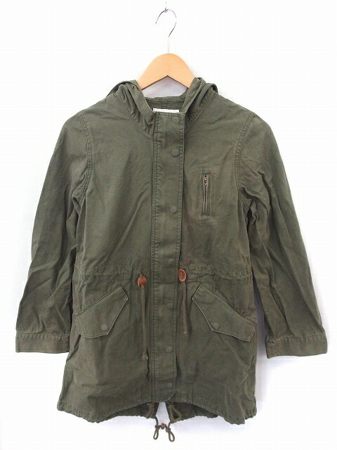 【中古】アダムエロペ Adam et Rope' モッズ コート アウター フード 長袖 コットン 綿 38 カーキ /FT42 レディース 【ベクトル 古着】 220422