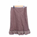 【中古】ジェラールダレル GERARD DAREL フレア スカート ミモレ丈 ロング 刺繍 薄手 麻 リネン 11 茶 ブラウン /TT43 レディース 【ベクトル 古着】 220512(4)