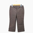 【中古】クランプリュス ミッシェルクラン KLEIN PLUS クロップド パンツ 麻混 綿混 無地 シンプル デザインボタン 38 ダークベージュ /HT14 レディース 【ベクトル 古着】 220415