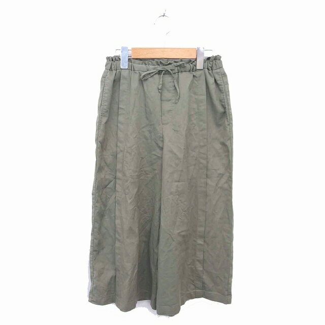 【中古】ディスコート Discoat ワイド パンツ 薄手 腰ひも 無地 シンプル M グリーン 緑 /TT18 レディース 【ベクトル 古着】 220507