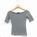 ジルスチュアート JILL STUART ボーダー柄 カットソー Tシャツ 半袖 デコルテネック 綿 FR ブラック 黒 ホワイト 白 /FT34 レディース  220530