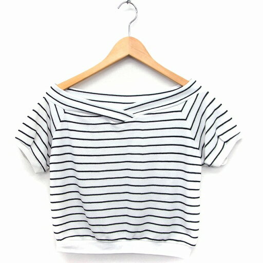 【中古】ローリーズファーム LOWRYS FARM ボーダー柄 カットソー Tシャツ 半袖 Vネック M ホワイト 白 /FT11 レディース 【ベクトル 古着】 220516 【中古】ローリーズファーム LOWRYS FARM ボーダー柄 カットソー Tシャツ 半袖 Vネック M ホワイト 白 /FT11 レディース 【ベクトル 古着】 220516