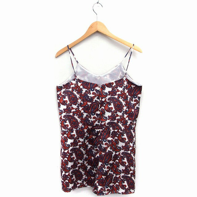 【中古】アズールバイマウジー AZUL by moussy ペイズリー柄 オールインワン サロペット キャミ ショート ノースリーブ M ホワイト 白 レッド 赤 /FT14 レディース 【ベクトル 古着】 220514