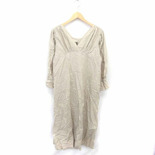 【中古】アパートバイローリーズ apart by lowrys ワンピース ロング Vネック プルオーバー 薄手 長袖 F ライトベージュ 薄茶 /TT26 レディース 【ベクトル 古着】 220709 【中古】アパートバイローリーズ apart by lowrys ワンピース ロング Vネック プルオーバー 薄手 長袖 F ライトベージュ 薄茶 /TT26 レディース 【ベクトル 古着】 220709