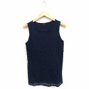 【中古】コムサイズム COMME CA ISM チュニック レース ノースリーブ 丸首 L ネイビー 紺 /FT20 レディース 【ベクトル 古着】 22081...