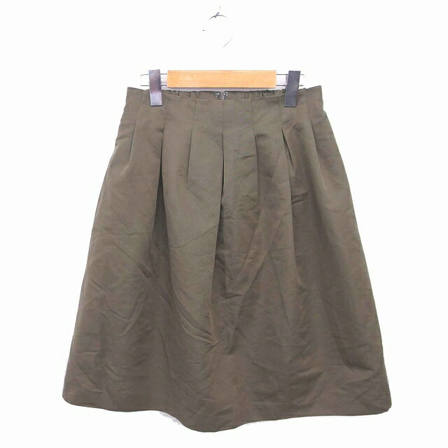 【中古】アナディス dun a dix フレア タック スカート ひざ丈 薄手 バックジップ F カーキ /TT14 レディース 【ベクトル 古着】 220818