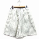 【中古】B&Y ユナイテッドアローズ BEAUTY&YOUTH ビューティー&ユース キュロット ショート パンツ ストライプ 柄 テープ タック アイボリー ...