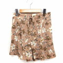 【中古】未使用品 ナイスクラップ NICE CLAUP タグ付き キュロット パンツ ショート 花柄 レースアップ F ライトブラウン 薄茶 /FT30 レディ...
