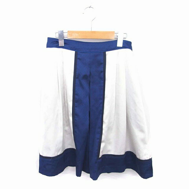 【中古】almond oil フレア スカート ひざ丈 ドット 薄手 38 ライトベージュ ネイビー 薄茶 紺 /TT3 レ..