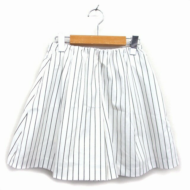 【中古】179ダブルジー 179/WG スカート フレア ミニ ストライプ 38 白 ホワイト /NT7 レディース 【ベクトル 古着】 220805(4)