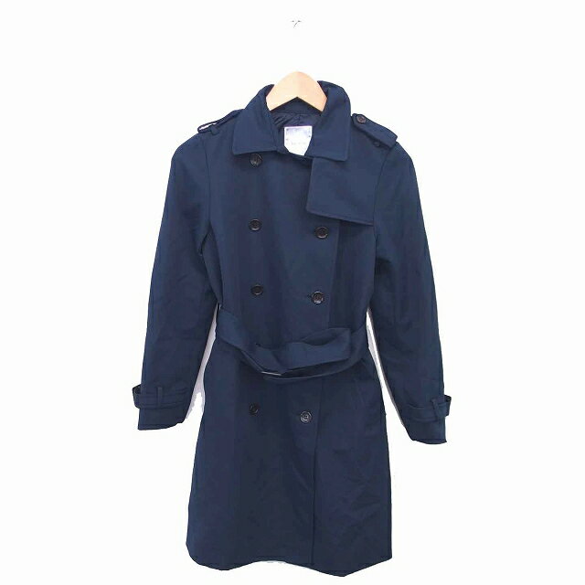 【中古】サンスドゥヴィ sens de vie トレンチ コート アウター ロング 総裏地 M ネイビー 紺 /TT10 レディース 【ベクトル 古着】 220827