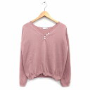 【中古】ジェイダ GYDA ニット カットソー 長袖 Vネック ハーフボタン 無地 シンプル リブ Fピンクパープル 紫 /HT2 レディース 【ベクトル 古着...