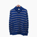 【中古】グリーンレーベルリラクシング ユナイテッドアローズ green label relaxing ニット カーディガン 長袖 衿付き ウール 毛 麻混 ボーダー 柄 リブ M ブルー 青 /HT1 レディース 【ベクトル 古着】 220829