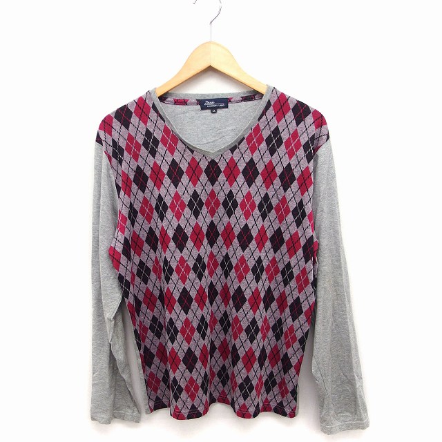 【中古】ドゥコンセプトラボ Deuse concept labo アーガイル柄 ニット セーター 長袖 Vネック LL グレー /FT34 メンズ 【ベクトル ...