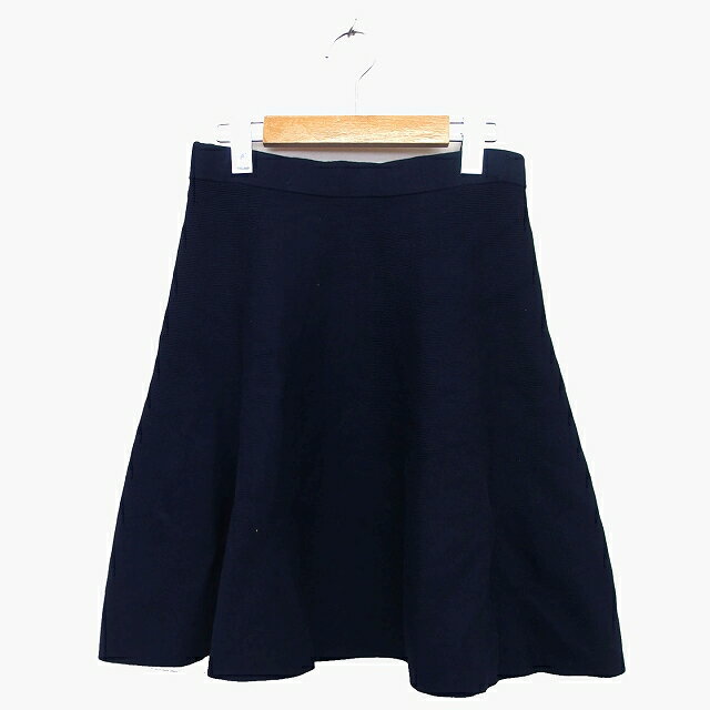 【中古】クミキョク 組曲 KUMIKYOKU ニット スカート フレア 膝上 ミニ 無地 シンプル 2 ネイビー 紺 /HT7 レディース 【ベクトル 古着】 220921
