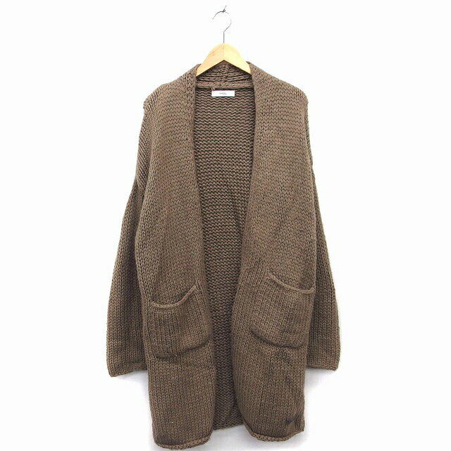 【中古】ホリデイ holiday ニット カーディガン トッパー ミドル丈 ローゲージ F ブラウン 茶 /HT33 レディース 【ベクトル 古着】 221010