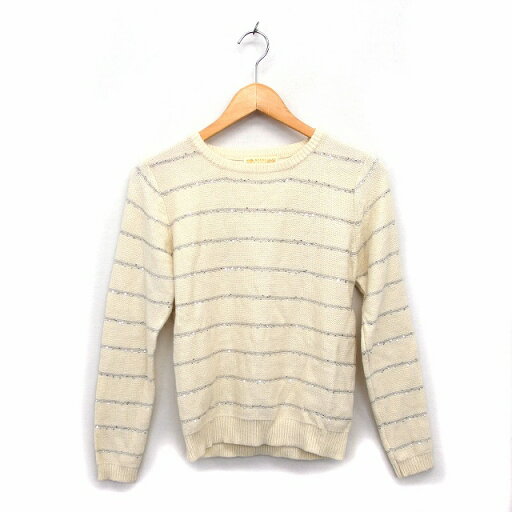 【中古】ビームスハート BEAMS HEART ニット セーター クルーネック アンゴラ混 リブ スパンコール ボーダー 長袖 ベージュ /NT17 レディース 【ベクトル 古着】 221019 【中古】ビームスハート BEAMS HEART ニット セーター クルーネック アンゴラ混 リブ スパンコール ボーダー 長袖 ベージュ /NT17 レディース 【ベクトル 古着】 221019