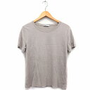 【中古】ザラ ZARA Tシャツ カットソー 半袖 丸首 ワイド ステッチ 綿混 M グレージュ /HT6 レディース 【ベクトル 古着】 221017