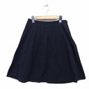 【中古】バーニーズニューヨーク BARNEYS NEW YORK スカート フレア ひざ丈 タック サイドジップ ペチコート 無地 40 紺 ネイビー /NT2...