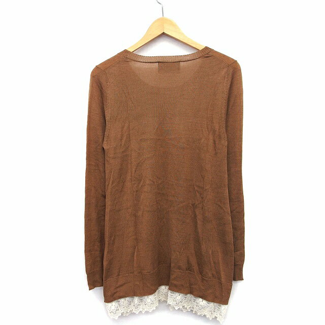 【中古】ブロードゥリー&コー Broderie&Co ナノユニバース ニット ワンピース Aライン 膝丈 長袖 丸首 ウール混 無地 シンプル レース 切替リブ F ブラウン 茶 /HT17 レディース 【ベクトル 古着】 221104 auc-vector-18994431 ブランド古着の買取販売ベクトル サンプル画像2