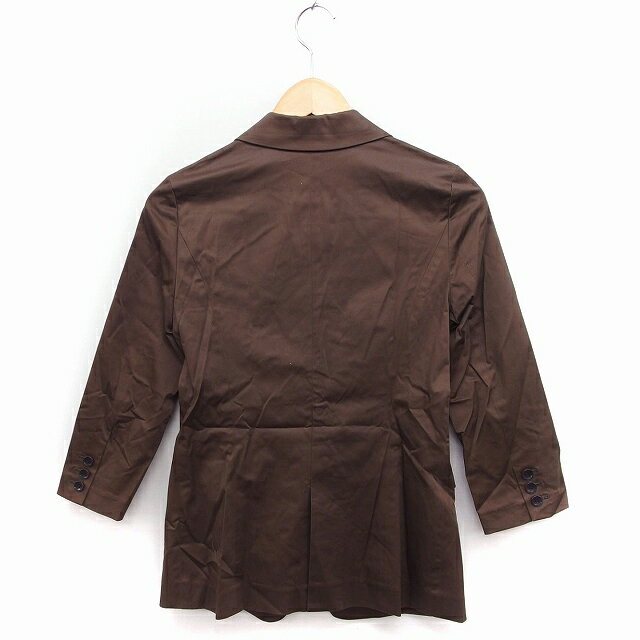 【中古】22オクトーブル 22 OCTOBRE テーラード ジャケット アウター 七分袖 無地 コットン 綿 38 ブラウン 茶 /FT43 レディース 【ベクトル 古着】 221110