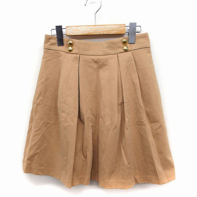 【中古】ラピスルーチェパービームス LAPIS LUCE PER BEAMS タック フレアスカート ミニ コットン 綿 36 キャメル 茶 /FT30 レディース 【ベクトル 古着】 221110