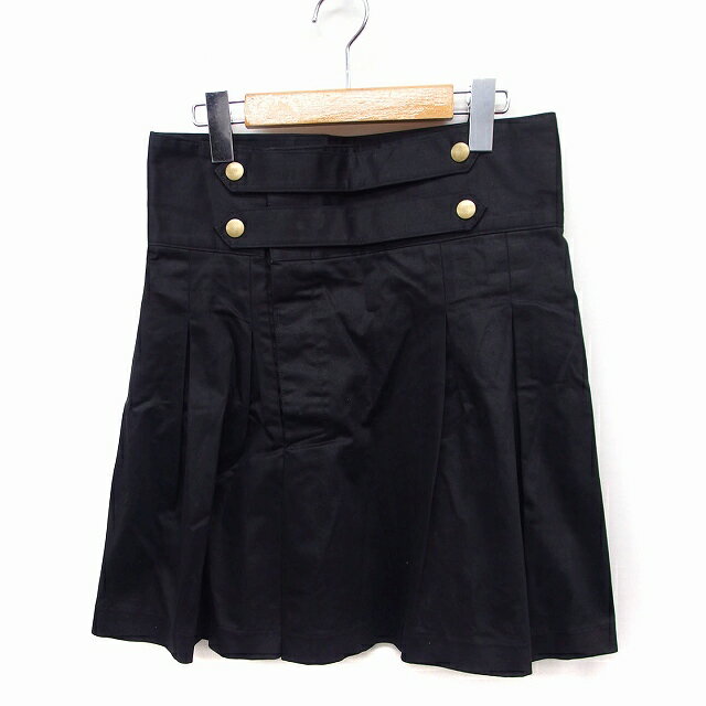 【中古】フルネルソン FULLNELSON タック フレア スカート ミニ 無地 コットン 綿 M ブラック 黒 /FT34 レディース 【ベクトル 古着】 221110