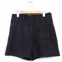 【中古】ロッタラブ ユナイテッドアローズ Lotta Love キュロット ショート パンツ ウール混 ドット 柄 タック フリル 厚手 M ブラック 黒 /HT9 レディース 【ベクトル 古着】 221116