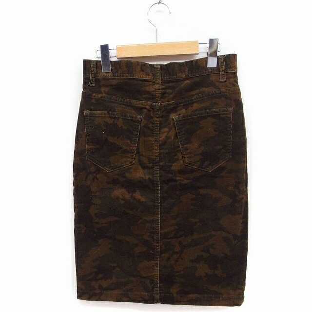 【中古】ジャーナルスタンダード レリューム JOURNAL STANDARD relume コーデュロイ タイトスカート ひざ丈 スリット 迷彩柄 カモフラージュ柄 綿 S ブラウン 茶 /FT45 レディース 【ベクトル 古着】 221126