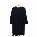 【中古】ショコラフィネローブ chocol raffine robe トッパー カーディガン ニット ロング リブ ハイゲージ ドロップショルダー 長袖 F 紺 ネイビー /NT4 レディース 【ベクトル 古着】 221121