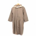 【中古】イーハイフンワールドギャラリー E HYPHEN WORLD GALLERY ピース PEACE ノーカラー コート アウター ロング ボア タック F ライトブラウン 茶 /NT5 レディース 【ベクトル 古着】 221123(4)