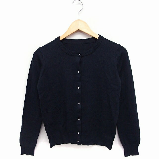 【中古】ビス ViS カーディガン ニット 丸首 ハイゲージ 無地 M ネイビー 紺 /FT8 レディース 【ベクトル 古着】 221124(4)