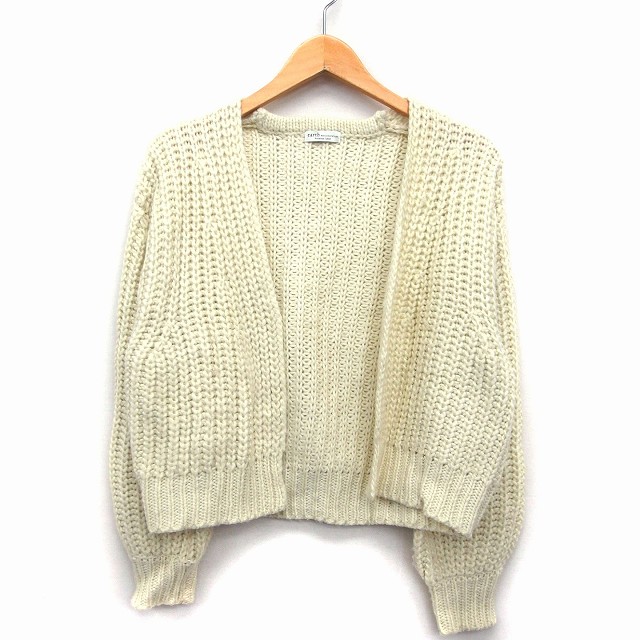 【中古】アースミュージック&エコロジー EARTH MUSIC & ECOLOGY ニット カーディガン トッパー ショート丈 長袖 ローゲージ F クリーム /HT10 レディース 【ベクトル 古着】 221123