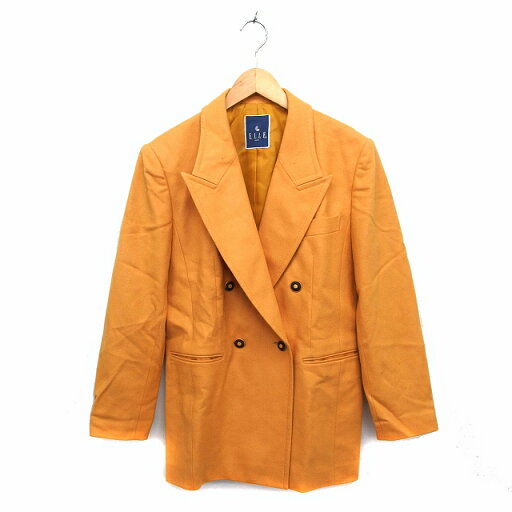 【中古】エル ELLE チェスター コート アウター ミディ丈 ウール ダブル 無地 40 黄 イエロー /NT30 レディース 【ベクトル 古着】 221207 【中古】エル ELLE チェスター コート アウター ミディ丈 ウール ダブル 無地 40 黄 イエロー /NT30 レディース 【ベクトル 古着】 221207