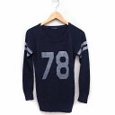 【中古】アルシーヴ archives チュニック ニット セーター プリント 丸首 長袖 ラグランスリーブ ネイビー 紺 /FT9 レディース 【ベクトル 古着...