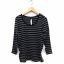 【中古】ジャイロ JAYRO チュニック ニット セーター ボーダー リボン 長袖 M チャコール ブラック 黒 /FT レディース 【ベクトル 古着】 221...