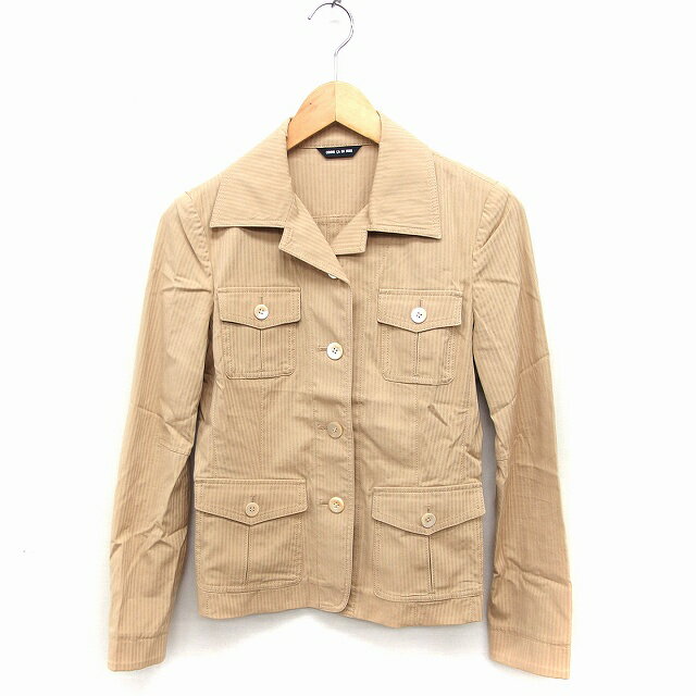 【中古】コムサデモード COMME CA DU MODE ミリタリー ジャケット アウター ストライプ柄 コットン 綿 9 ベージュ /FT42 レディース 【ベクトル 古着】 221214