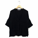 【中古】アーバンリサーチ サニーレーベル URBAN RESEARCH Sonny Label カーディガン ニット リブ ウール混 ワイド ドロップショルダー 七分袖 F 黒 ブラック /NT18 レディース 【ベクトル 古着】 230116