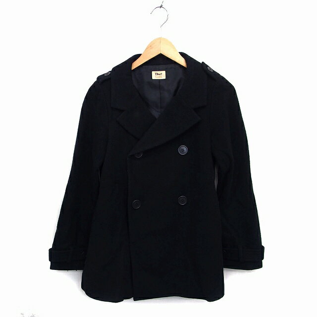 【中古】フルーツケイク FRUIT CAKE ピーコート Pコート アウター ショート ウール ダブル 無地 F 黒 ..