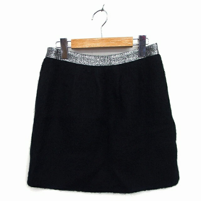 【中古】プランピーナッツ plumpynuts スカート フレア ミニ モヘヤ混 ウール混 ラメ サイドジップ 36 ..