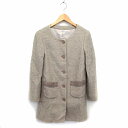 【中古】ストロベリーフィールズ STRAWBERRY-FIELDS ノーカラー コート アウター ミドル ループニット モヘヤ混 2 アイボリー /NT26 レディース 【ベクトル 古着】 221226
