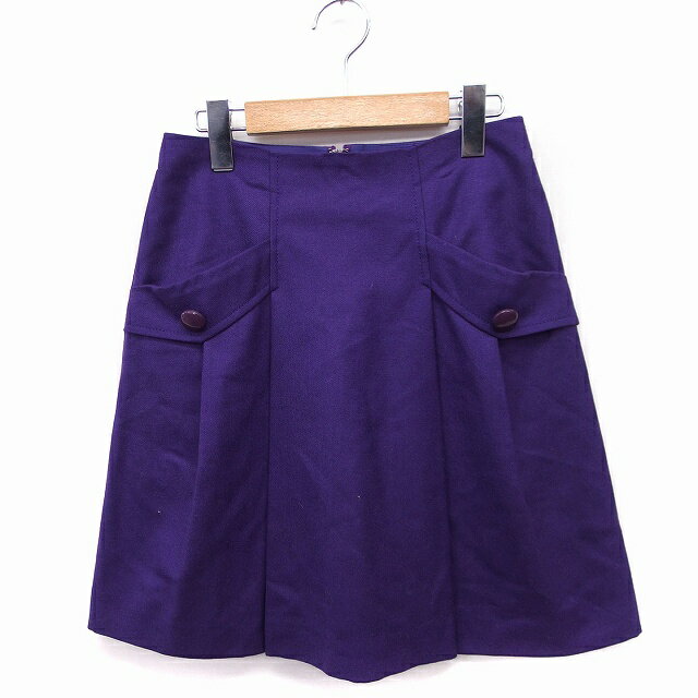 【中古】クローラ crolla 台形スカート フレア ミニ タック 無地 ウール 36 パープル 紫 /FT25 レディース 【ベクトル 古着】 230128