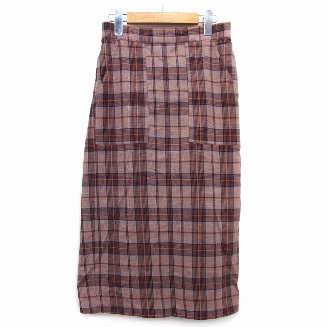 【中古】ディスコート Discoat Aライン スカート グレンチェック 柄 ロング ミモレ丈 綿混 麻混 F ブラウン 茶 /HT1 レディース 【ベクトル ...