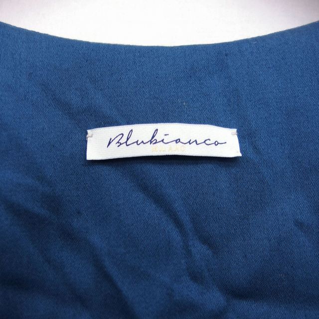 【中古】ブルービアンコ BLUBIANCO ワンピース フレア ロング 無地 シンプル ノースリーブ 丸首 タック コットン 綿 42 ネイビー 紺 /HT2 レディース 【ベクトル 古着】 230217