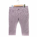 【中古】グリーンレーベルリラクシング ユナイテッドアローズ green label relaxing ギンガムチェック クロップド パンツ 6分丈 ストレッチ ...