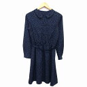 【中古】N.Natural Beauty Basic N.ナチュラルビューティーベーシック シャツワンピ ワンピース フレア ロング 総柄 長袖 ベルト L ネイビー 紺 /HT12 レディース 【ベクトル 古着】 230308